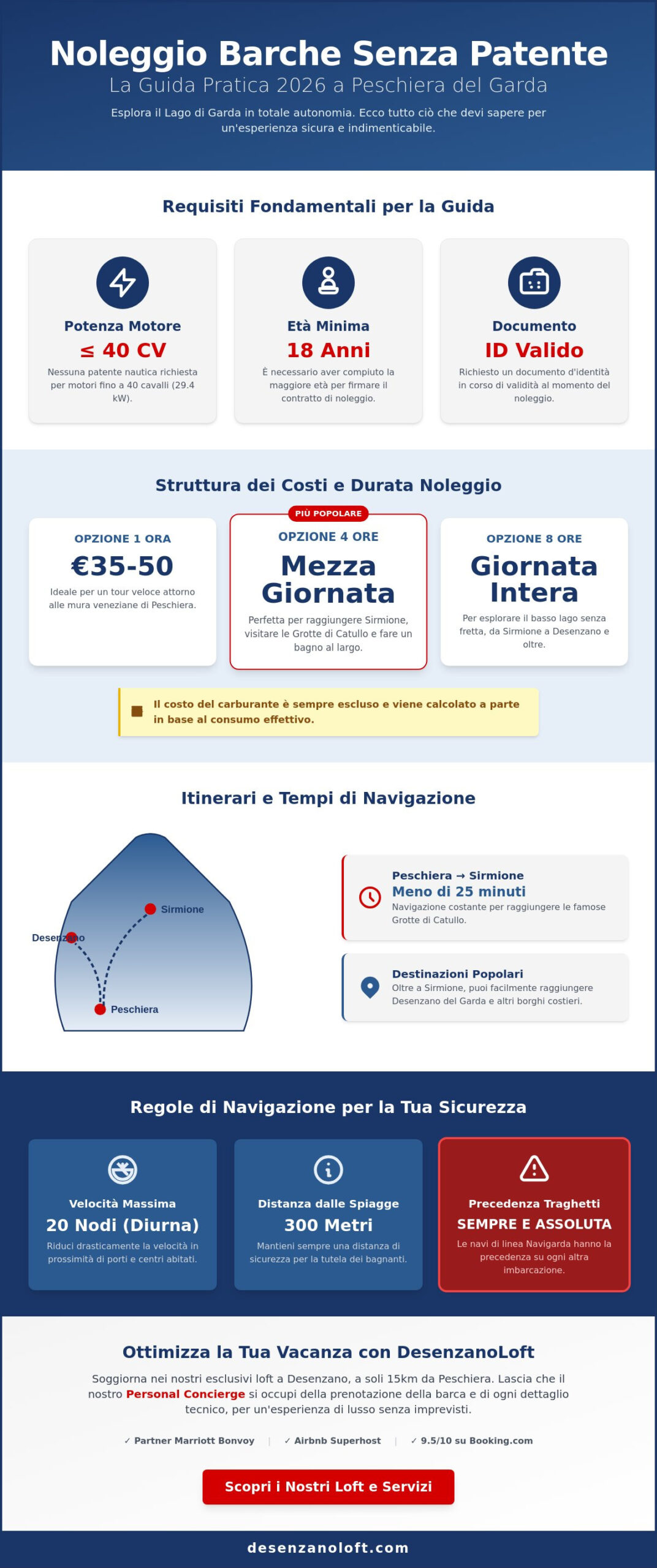 Noleggio barche Peschiera del Garda senza patente: guida pratica 2026